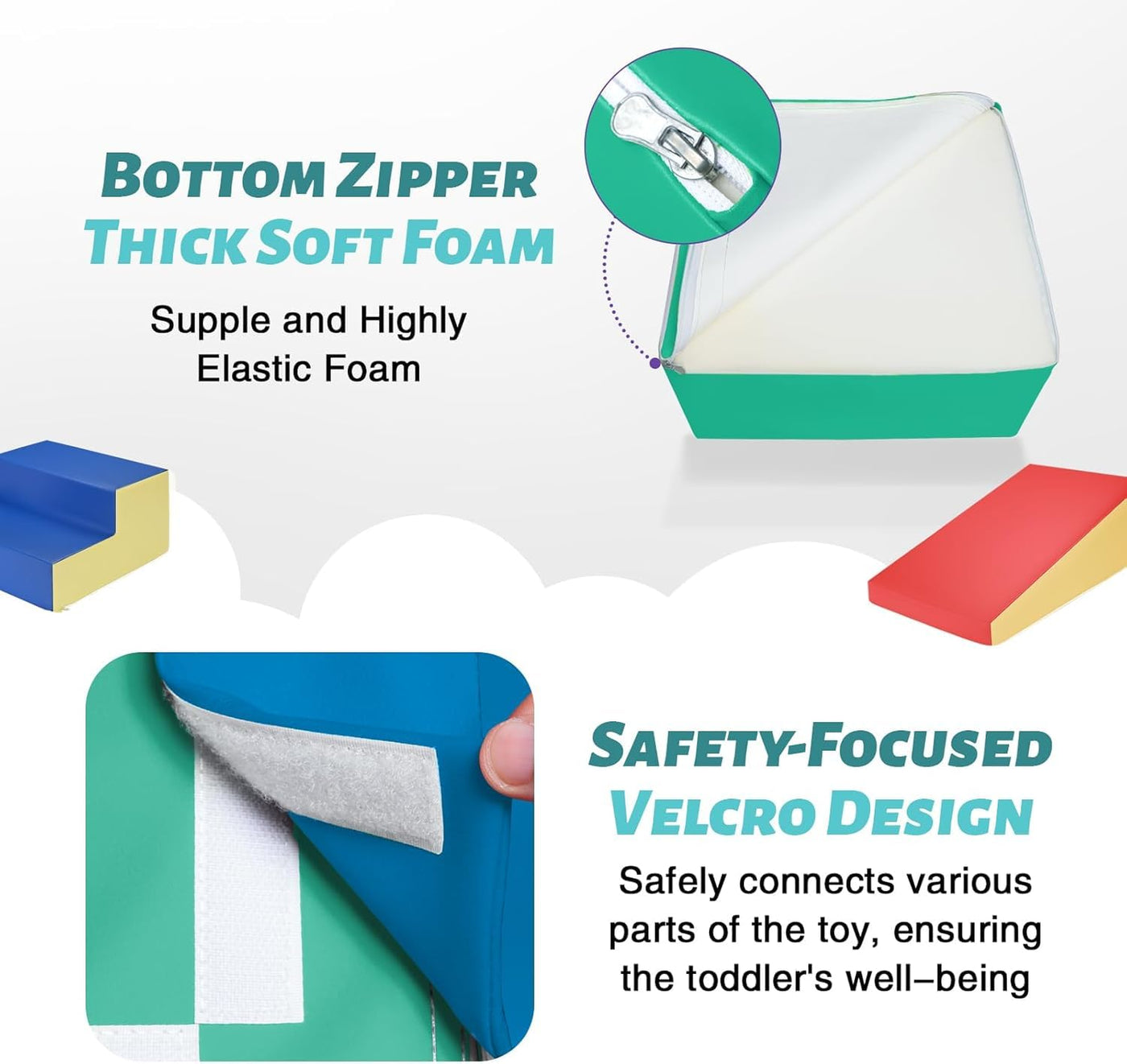 Wilwolfer Schaumstoff Bausteine Kinder Klettern Indoor: 6 Softbausteine Riesenbausteine Spielbausteine - Weiche Bausteine Baby Montessori Großbausteine Kletterspielzeug Outdoor Doppelte Treppe-Set