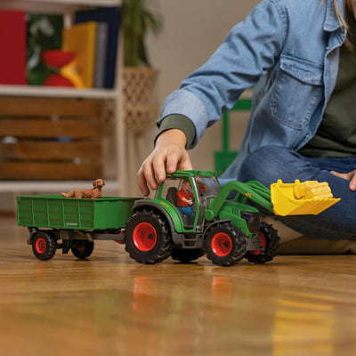 SCHLEICH 42608 Traktor mit Anhänger, ab 3 Jahren, Farm World - Spielset, 50 Teile