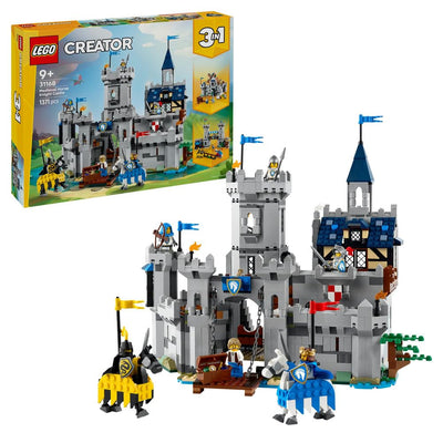 LEGO Creator Ritterburg im Mittelalter - 3-in-1-Bauset - Spielzeug Ritterburg - Umwandelbar in Ritterturnier-Szene oder Stadt - 6 Minifiguren - Geschenk für Jungen und Mädchen ab 9 Jahren 31168