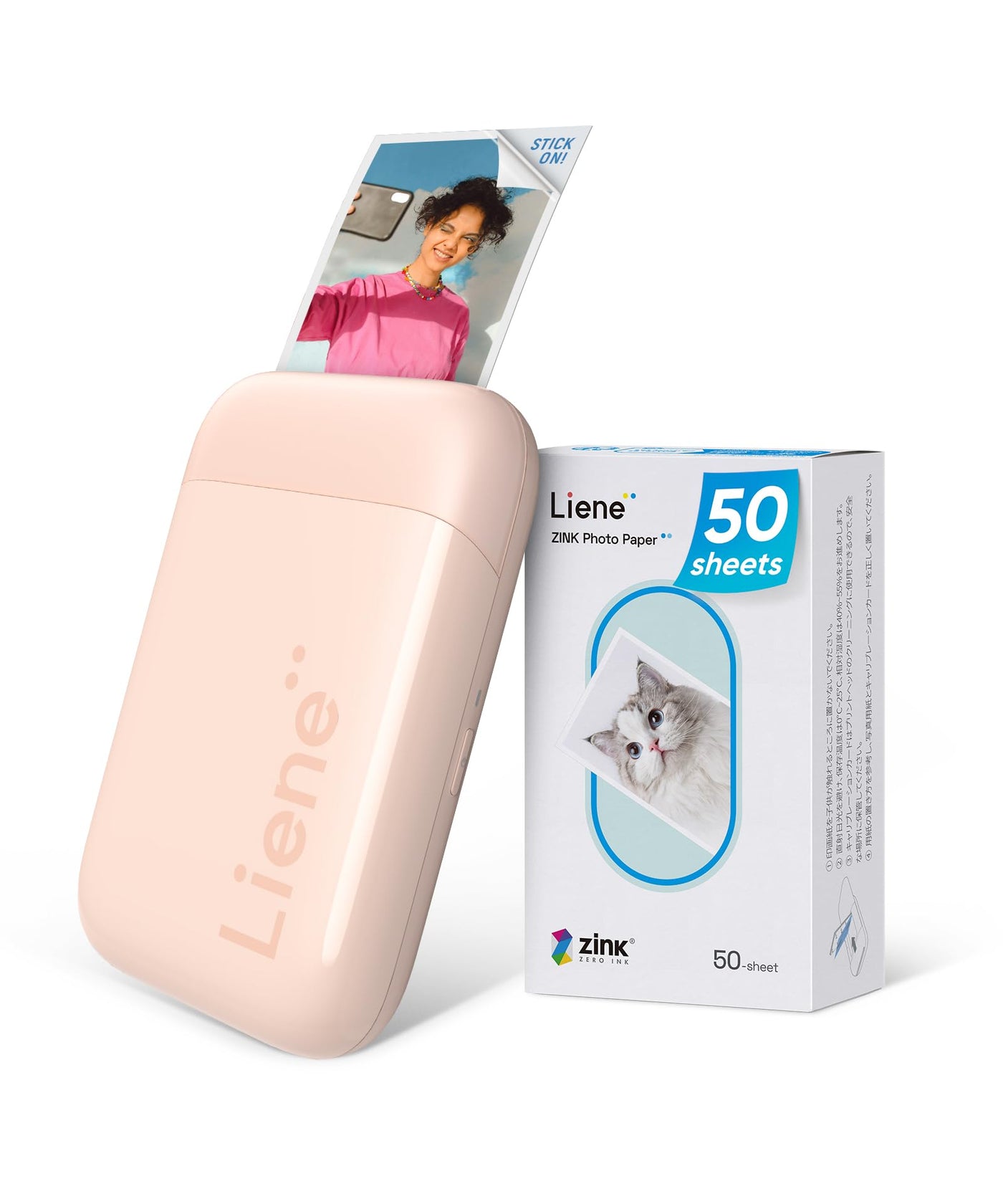 Liene Pearl K100 2x3 Tragbarer Fotodrucker mit 50 Blatt Zink Selbstklebendes Fotopapier, Bluetooth 5.0, Kleiner, für iOS & Android Smartphone, Mini Sofortbilddrucker für iPhone (Rosa)