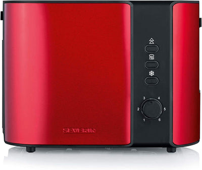 SEVERIN Automatik-Toaster, Toaster mit Brötchenaufsatz, hochwertiger Edelstahl Toaster zum Toasten, Auftauen und Erwärmen, 800 W, Fire Red Metallic / Schwarz, AT 2217