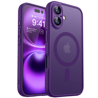 CANSHN für iPhone 16 Plus Hülle mit Kameraschutz für Magsafe (TOP Militärschutz & Magnetkraft) Extrem Haltbarkeit Hülle iPhone 16 Plus Case Stoßfest, Dunkelviolett