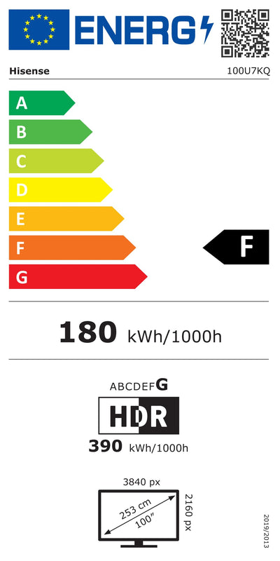Hisense 100U7KQ (100 Zoll) Fernseher 4K Mini LED ULED HDR Smart TV, Quantum Dot, 144Hz, HDMI 2.1, Game Mode Pro, Dolby Vision IQ & Atmos, Bluetooth, Alexa Built-in, Anthrazit