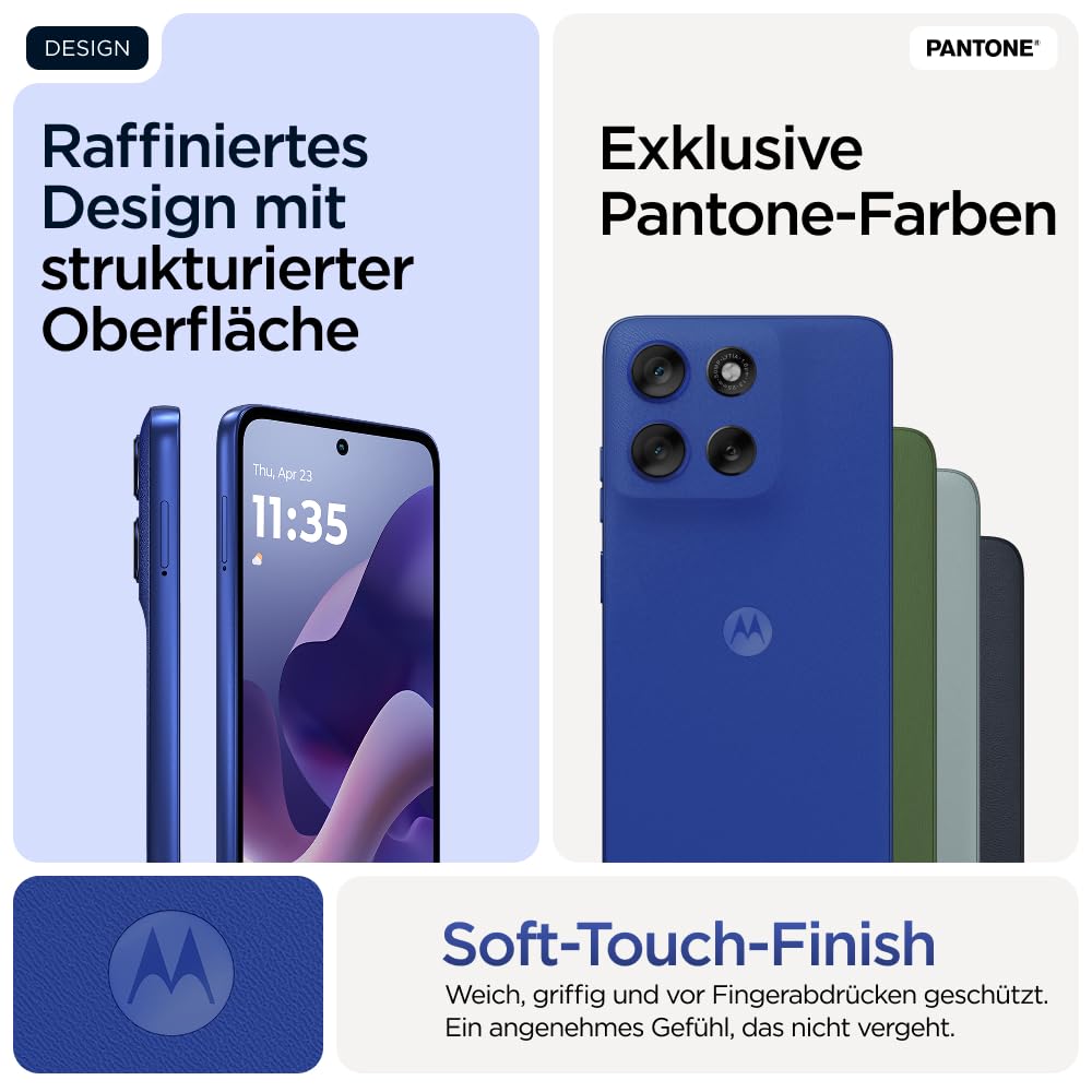 Motorola Moto g56 5G Smartphone (Robustes 6,72“-FHD+-Display Dank Gorilla Glass 7i, 50-MP-Kamera mit Moto-AI, 8/256 GB, 5100 mAh, extrem temperaturbeständig) Pantone Black Oyster, inkl. Schutzcover