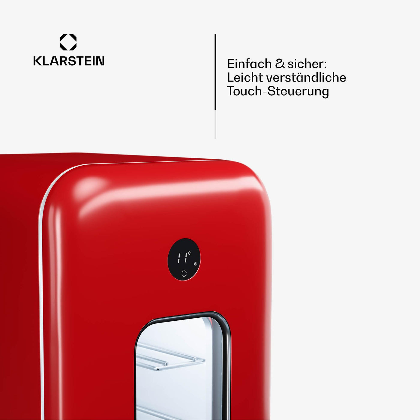 Klarstein Freistehender Weinkühlschrank 1 Zone, Getränkekühlschrank Klein, Kleiner Weinschrank, Wein-Kühlschrank Klein mit Glastür, Indoor/Outdoor Flaschenkühlschrank, Wine Fridge, 15 Flaschen