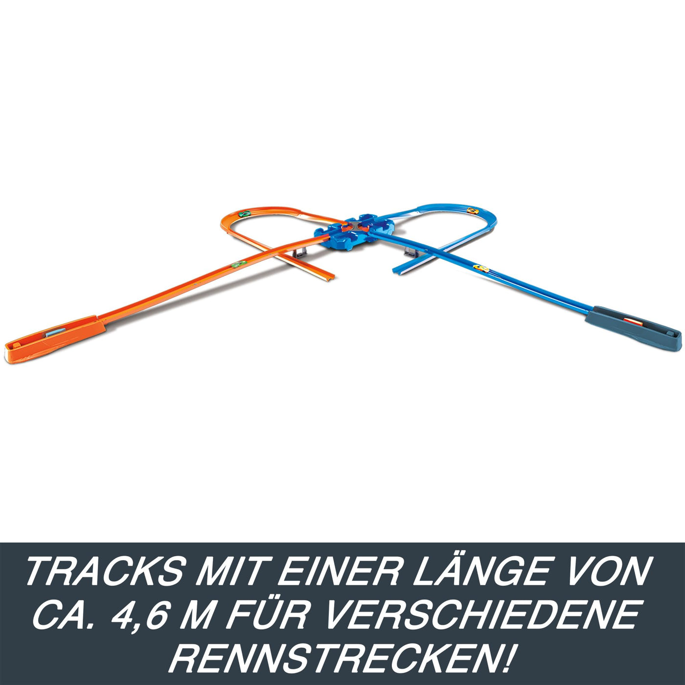 Hot Wheels Bahn Track Builder, Autorennbahn Bauset für Hot Wheels Autos, inkl. 2 Spielzeugautos, Spurwechsler, steile Kurven, Crashzone, Auto Spielzeug, Spielzeug ab 4 Jahre, GGP93