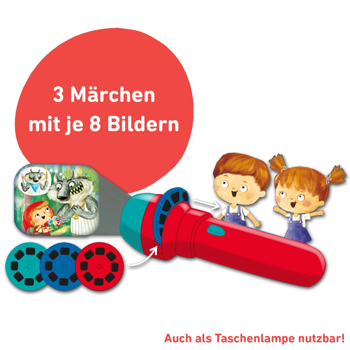 moses. Kleine Märchen-Diashow, Projektor-Taschenlampe für Kinder, mit 3 Bildscheiben mit jeweils 8 Bildern zum Miterzählen