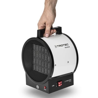 TROTEC Bauheizer elektrisch TDS 20 M – Heizleistung 1,5 kW / 3 kW – Elektroheizer Luftmenge 290 m³/h – Heizlüfter mit Thermostat, Keramik