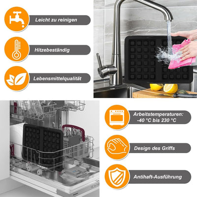 ROMANVIC Ninja Heißluftfritteuse Zubehör,2 Stück Ninja Airfryer Zubehör mit Ninja AF400EU, AF451EU, SL400EU, und AF500DE, Doppelt Backschaleneinsatz aus Silikon, Belgische Waffeleisen Silikon Zubehör