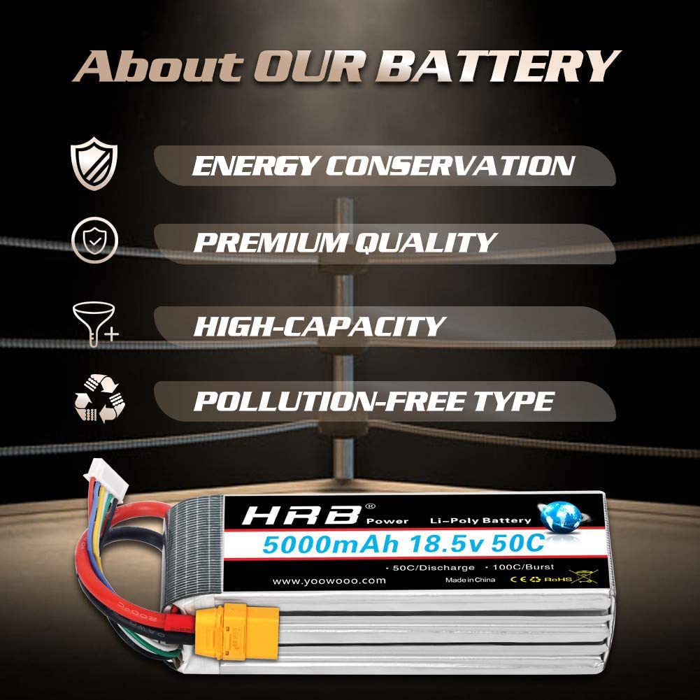 HRB 18.5 V 5000 mAh 50C 5S XT90 Lipo Battery Pack for RC Car RC Truck RC Truggy RC Airplane Drone DIY Hobby