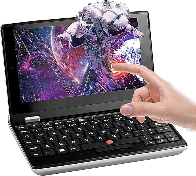 Fsjun 2025 Mini-Laptop, 7,0-Zoll Touchscreen, Celeron N100 (bis zu 3,4 GHz), 16GB RAM, 1TB SSD,Ganzmetall, Ultraleicht, Hochleistungs-Notebook, Deutsche Tastaturschutzfolie