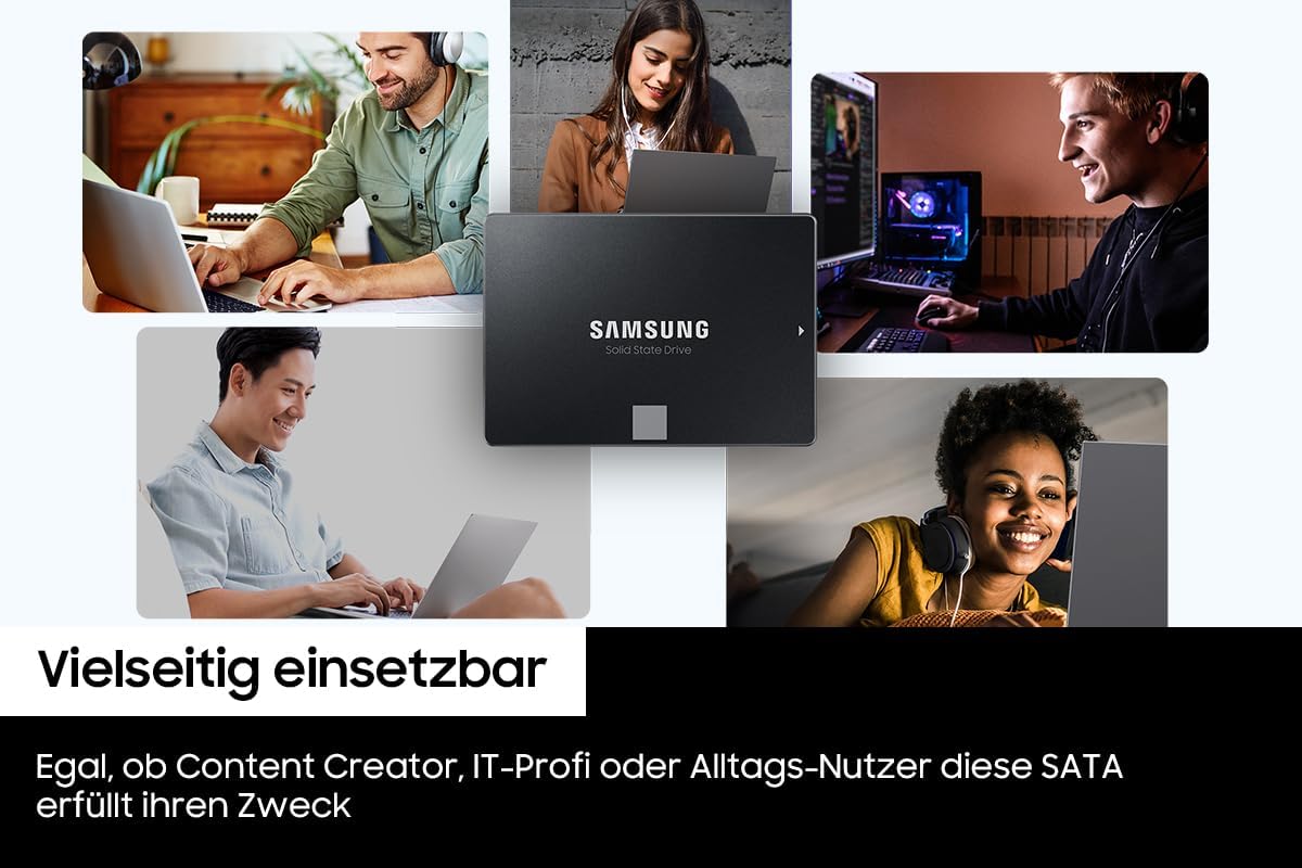 Samsung 870 EVO SATA III 2,5 Zoll SSD, 1 TB, 560 MB/s Lesen, 530 MB/s Schreiben, Interne SSD, Festplatte für schnelle Datenübertragung, MZ-77E1T0B/EU