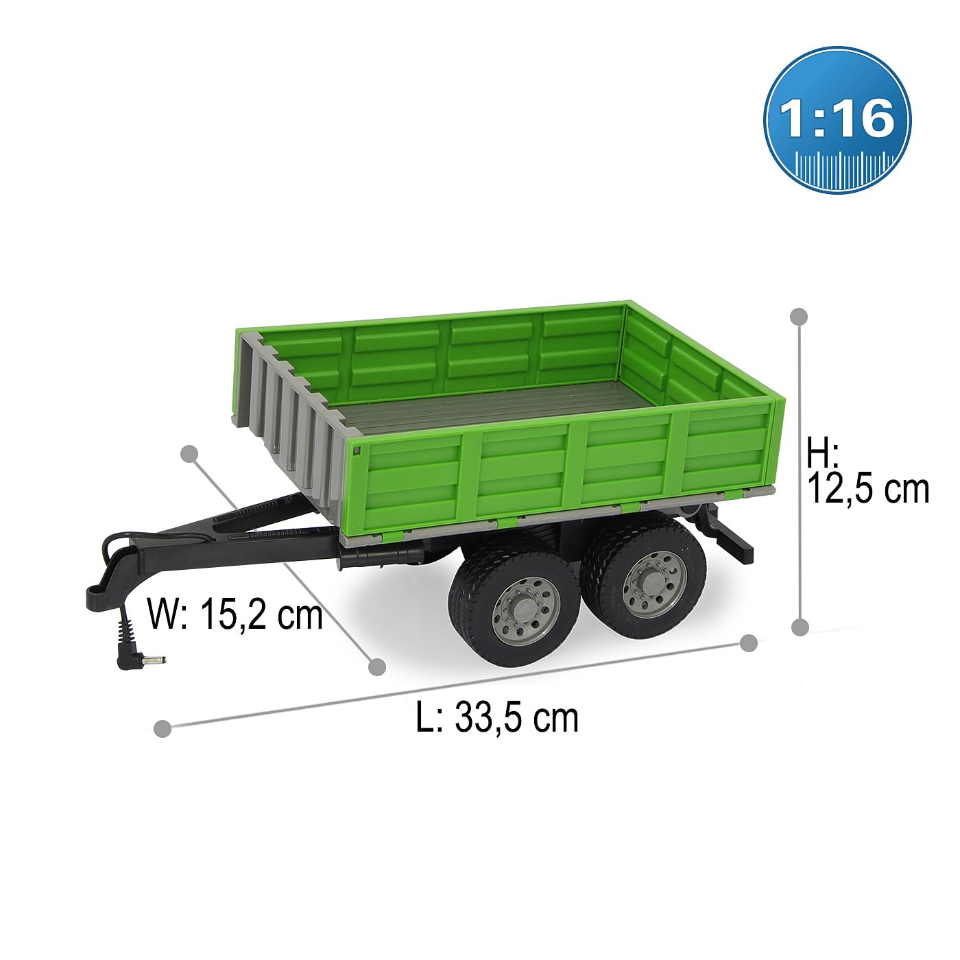JAMARA 412412 - Kipper für Fendt 1050 - Ferngesteuerte Kippmulde hoch/Runter, Anhängerkupplung vorne, Klappbare Bordwände Bunt
