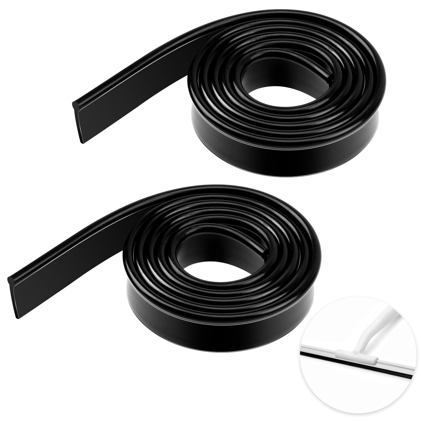 2 Stück Fensterabzieher Gummilippe 105cm Schwarz Ersatz Fensterwischer Lippe Weich Silikon Ersatzgummi für Duschabzieher Fenster Glasflächen
