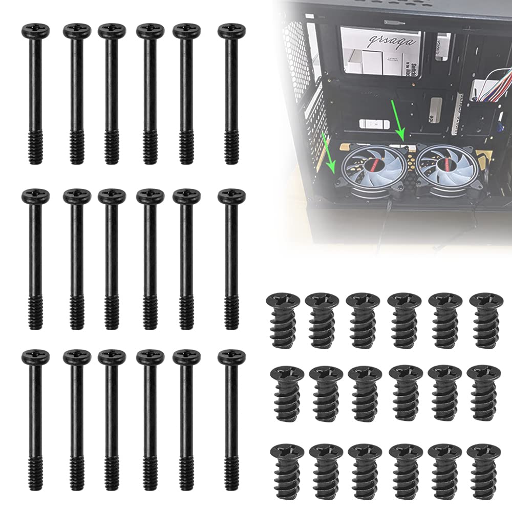 PERFETSELL 80 Stück PC Gehäuse Schrauben Kohlenstoffstahl PC Lüfter Schrauben Gehäuse Computer Ventilatorschrauben PC Fan screws Heizkörperschrauben für PC-Gehäuse, Lüfter