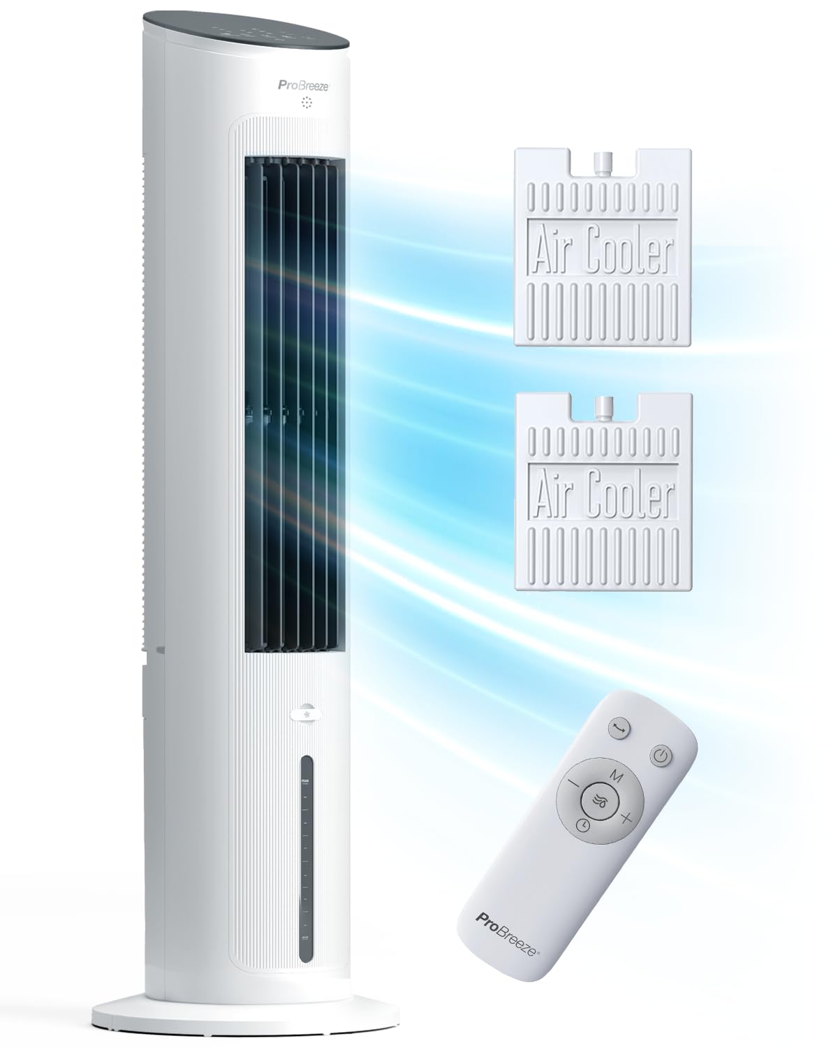 Pro Breeze OmniAir 7L Mobiler Luftkühler - Turmventilator mit Fernbedienung, 4 Gebläsestufen, 4 Modi, Auto 60° Oszillation, 10-Stunden-Timer - Klimagerät mobil ohne Abluftschlauch für Zuhause & Büro
