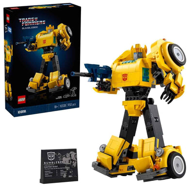 LEGO Icons Transformers Bumblebee, Roboter-Actionfigur für Erwachsene zum Sammeln, Bauset zum Film für Science-Fiction-Fans, lässt Sich in EIN Auto umbauen, Abenteuer-Spielzeug 10338