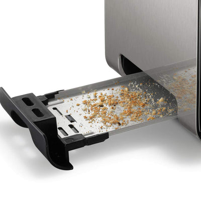 Bosch Kompakt Toaster ComfortLine TAT7203, integrierter Edelstahl-Brötchenaufsatz, mit Abschaltautomatik, mit Auftaufunktion, perfekt für 2 Scheiben Toast,1050 W, Edelstahl/schwarz