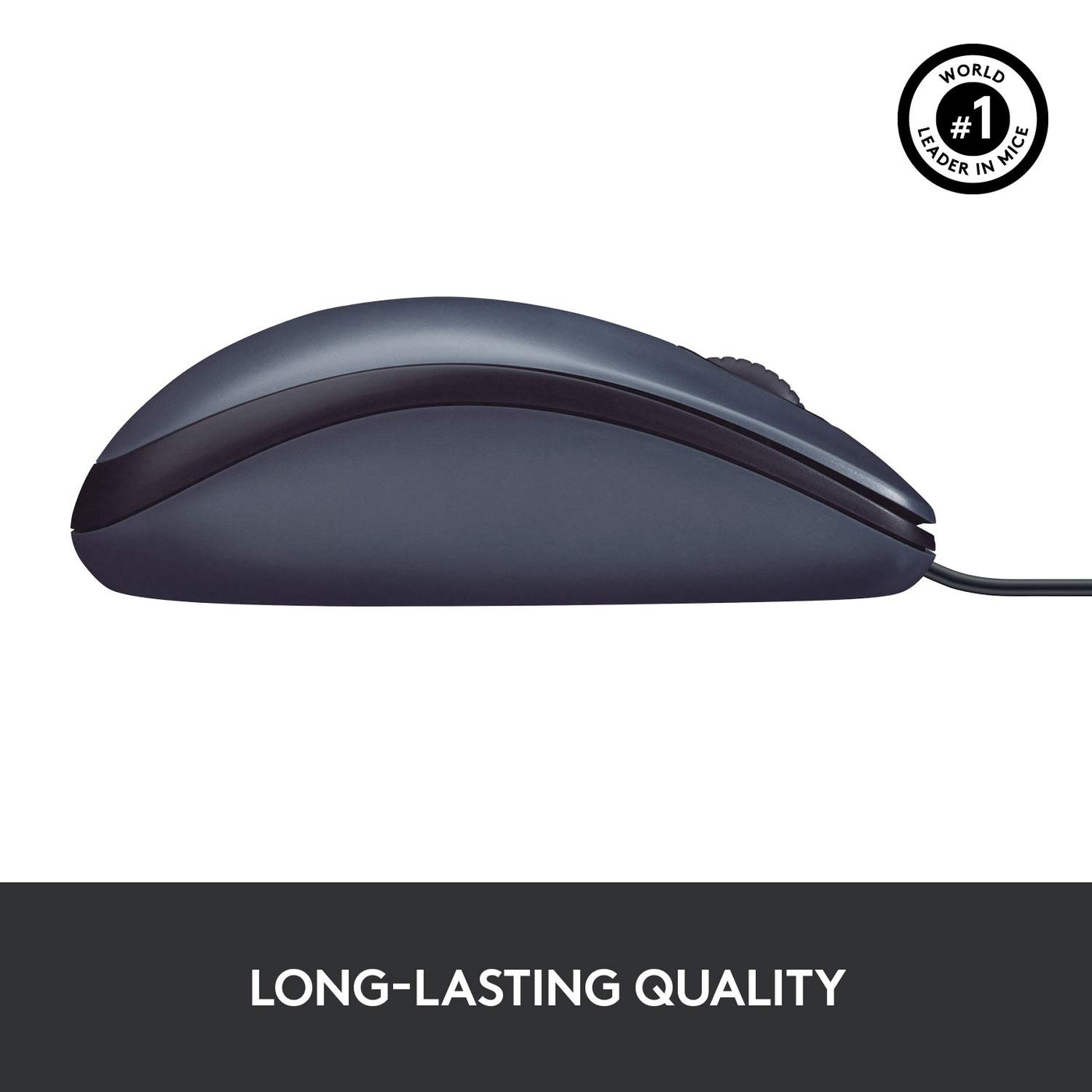 Logitech B100 Maus mit Kabel, USB-Anschluss, 800 DPI Optischer Sensor, 3 Tasten, Für Links- und Rechtshänder, PC/Mac - Schwarz