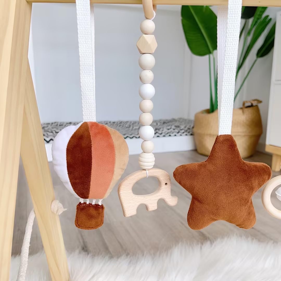 Caudblor Spieltrapez Holz Babyspielzeug Puzzle Gym inkl. Anhänger Babygymnastik aktiv Spielzeug Babyzimmer Kinderzimmer Dekoration