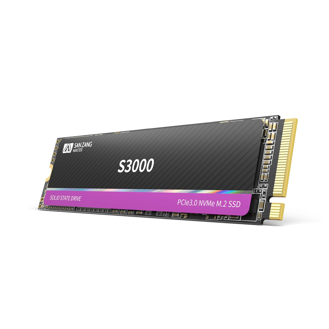 SAN ZANG MASTER 512GB NVMe SSD M.2 PCIe Gen3x4 2280, Interne SSD 512GB, Bis zu 2800MB/s Lesen, 1300MB/s Schreiben, SLC Cache 3D NAND Flash, Kompatibel mit Laptop und PC Desktop, S3000