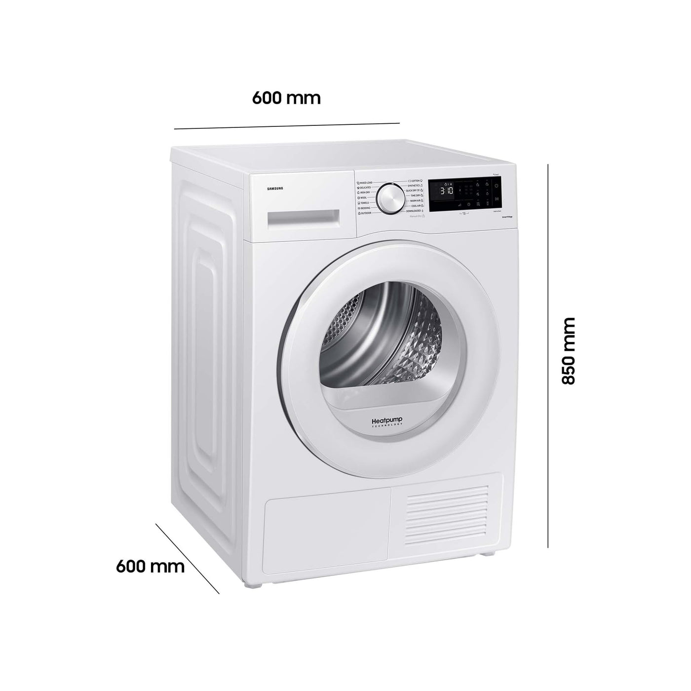 Samsung Wärmepumpentrockner, 8 kg, EEK: A++, Wäschetrockner mit WiFi-SmartThings-App, Hygiene-Programm, Air Refresh, Knitterschutz, Weiß, DV80CGC0B0TEEG