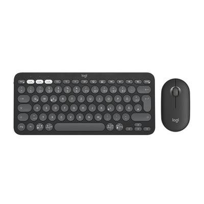 Logitech Pebble 2 Combo, kabellose Tastatur und Maus, leise und mobil, anpassbar, Logi Bolt, Bluetooth, Easy-Switch für Windows, macOS, iPadOS, Chrome, Deutsches QWERTZ-Layout, Grafit
