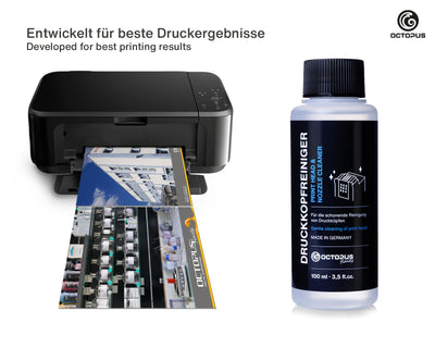 Octopus Düsenreiniger, Druckkopfreiniger kompatibel für Epson Druckköpfe mit Schlauchadaptern (100 ml)