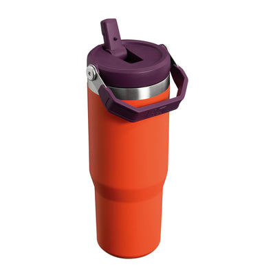 Stanley IceFlow Flip Straw Trinkflasche mit Strohhalm 0.89L - Thermosflasche Hält 12+ Stunden Kalt - Auslaufsicher - Trinkflasche Sport - Wasserflasche BPA Frei - Spülmaschinenfest - Tigerlily Plum