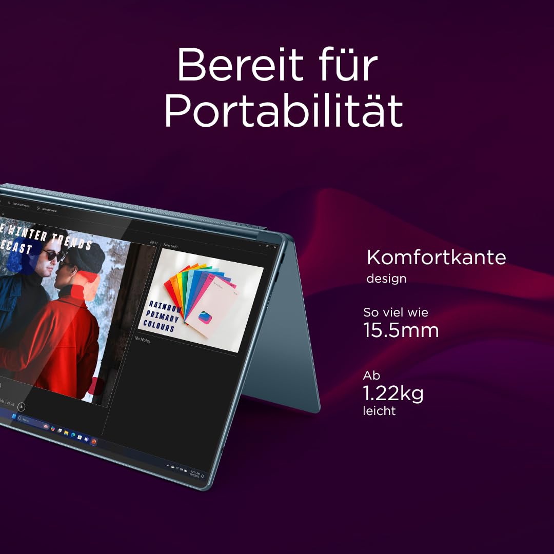 Lenovo Yoga Book 9i AI Laptop | 2x14'' 2.8K WQXGA OLED-Toch Display | Intel Core Ultra 7 | 32GB RAM | 1TB SSD | Intel Arc 140T Grafik | Windows 11 Home | QWERTZ | Tidal Teal | 3 Jahre Premium Care
