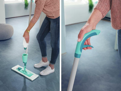Leifheit Komfort Sprühwischer Easy Spray XL für schnelle Reinigung, Spray Mop mit Sprühdüse, Wischer mit Wassertank und 2-Faser-Wischbezug, Bodenwischer für alle Böden