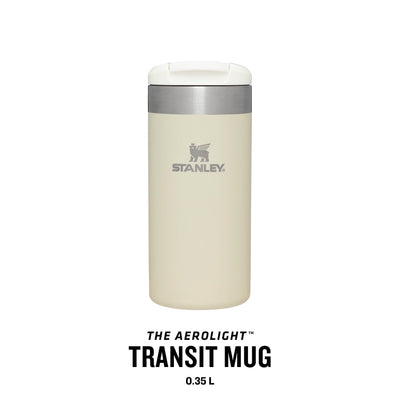 Stanley Aerolight Transit Thermobecher 0.35L - Hält 4 Stunden Heiß - Spülmaschinenfest - Kaffeebecher To Go Auslaufsicher - Kompatibel mit gängigen PKW-Getränkehalterungen - Thermosflasche - Cream