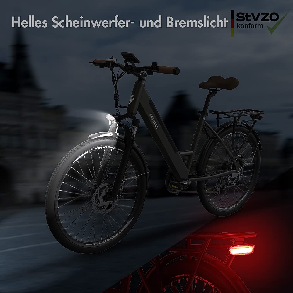 Fafrees F26 Pro ebike 14.5Ah Akku, Elektrofahrrad 250W 26 Zoll, City e-Bike 25km/h, e Bike Herren Damen, E-Fahrrad Support Mobile APP, Reichweite bis zu 55-110Km, Grau