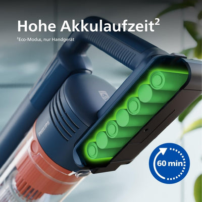 Philips kabelloser Staubsauger der Serie 5000 für Haustiere, leistungsstarke Saugleistung auf Hartböden und Teppichen, Düse mit LED-Licht, Haustierdüse, Aqua-Modul, Austauschbarer Akku (XC5142/01)