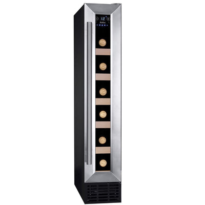 Amica WK 341 101 E Weintemperierschrank/Edelstahloptik / 82,5 cm (H) x 14,8 cm (B) x 52,5 cm (T) / 18 l Nutzinhalt/Elektronische Steuerung/Ventilator/LED-Beleuchtung