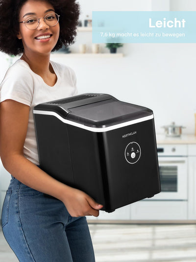 Eiswürfelmaschine Testsieger 2024, 14 kg 24 Stunden, 9 Eiswürfel in 6-8 Minuten, Gerauscharmer Betrieb, 120W Ice Maker mit Schaufel u. Korb, Eiswürfelbereiter für Zuhause, Büro