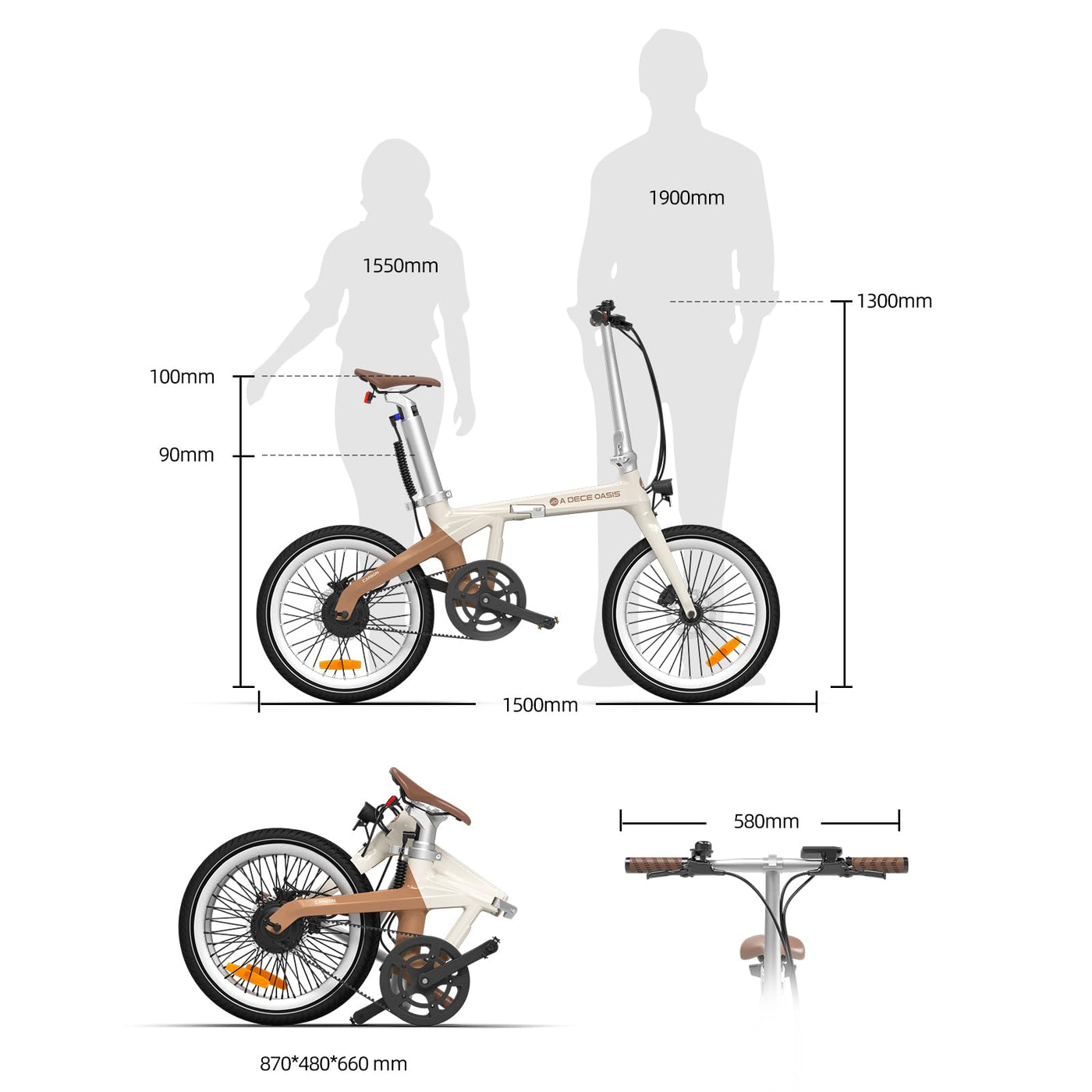 ADO E-Bike Air Carbon Elektrofahrrad, ebike Damen/ebike Herren,Bike,klapprad Riemenantrieb 14,5Kg IPS LCD Display, GPS,ADO APP,250W(Schwarz)