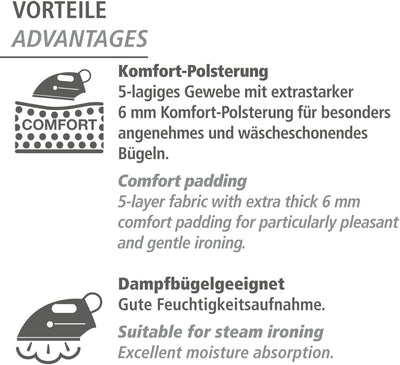 WENKO Bügeldecke Air Comfort Blitzbügler, Blitzbüglerzone, 5-lagige Komfort-Polsterung, Hitzereflektion & Dampfsperre, 130 x 65 cm