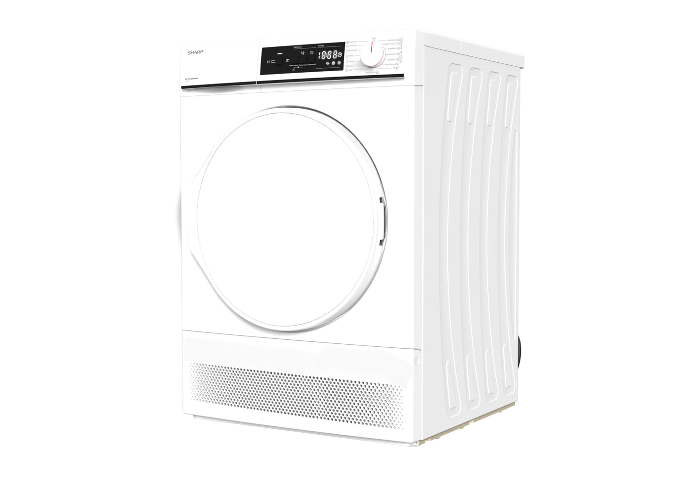 Sharp KD-NCA0S7PW9-DE Kondenstrockner Frontlader, 10 kg, 15 Programme, 29 Min. Kurzprogramm, Schontrommel, LED-Innenbeleuchtung, Kindersicherung, Weiß