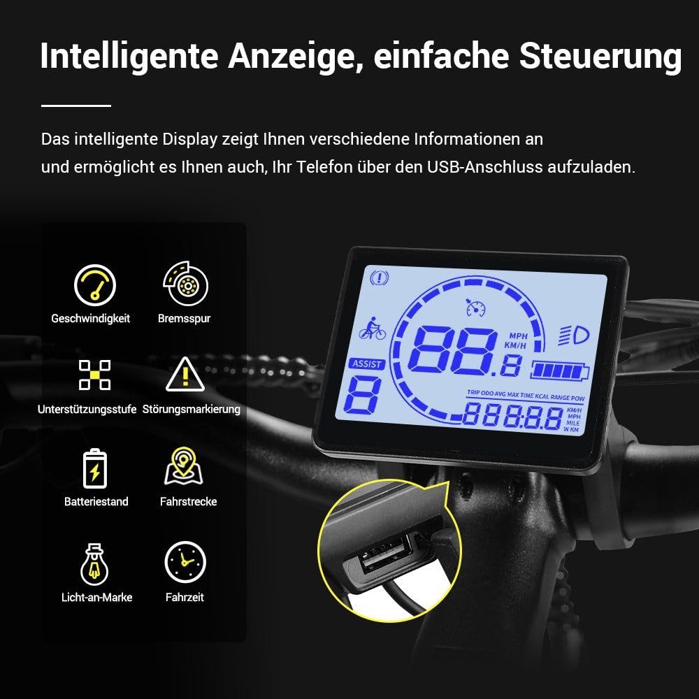 Eleglide T1 Step-Thru E-Bike, Elektrofahrrad 27.5'' Trekkingrad E-Cityrad mit 36V 13Ah Lithium-Akku bis zu 100KM Lange Range, 250W Motor, EU-konformes E Bike, LCD Display