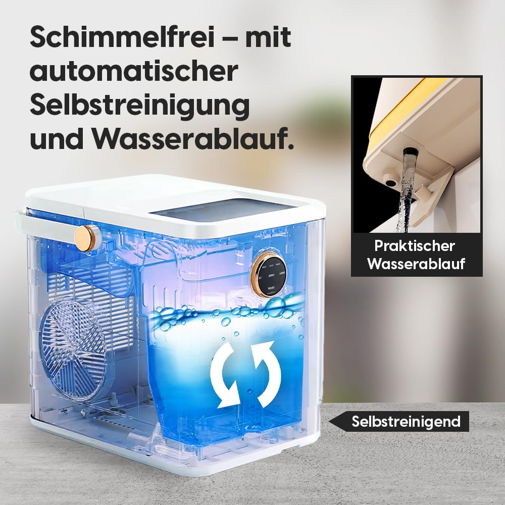 STARKFELD ICE MAKER - Luxus Eiswürfelmaschine | 20 KG Eis in 24 Stunden | Selbstreinigend & Keimfrei | 1,5L Wassertank | Eis in 6 Minuten | 2 Größen Eis | Kompakt & Leise | Cocktail Maschine (Schwarz)