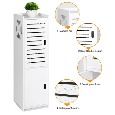 FACOKOLA Badezimmerschrank, Toilettenschrank, Freistehender Badschrank Schmal, Kleiner Wasserdichter Schrank, Multifunktionsschrank für den Hausgebrauch, 22 x 24 x 75 cm, Weiß