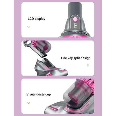 Hyuduo Matratzenstaubsauger, Kabelloser 3-in-1-Hand-Bettkissen-Sofa-Reiniger, Grau, mit LCD-Display und HEPA-Filter, für die Reinigung von Betten, Matratzen, Kissen, Sofas und Autos