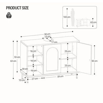 Hzuaneri Waschbeckenunterschrank, Unterschrank, Waschtischunterschrank, Badezimmerschrank mit 2 Türen, verstellbare Ablage, viel Stauraum, Moderner Stil, 30 x 90 x 63 cm, Weiß BC09803G