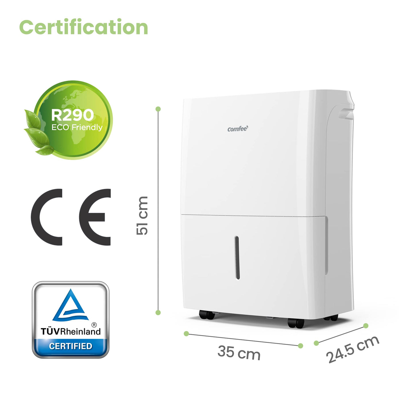 Comfee Luftentfeuchter, 20L/24h, Raumgröße ca.100m³(40m²), MDDF-20DEN7-WF, APP-fähig, White