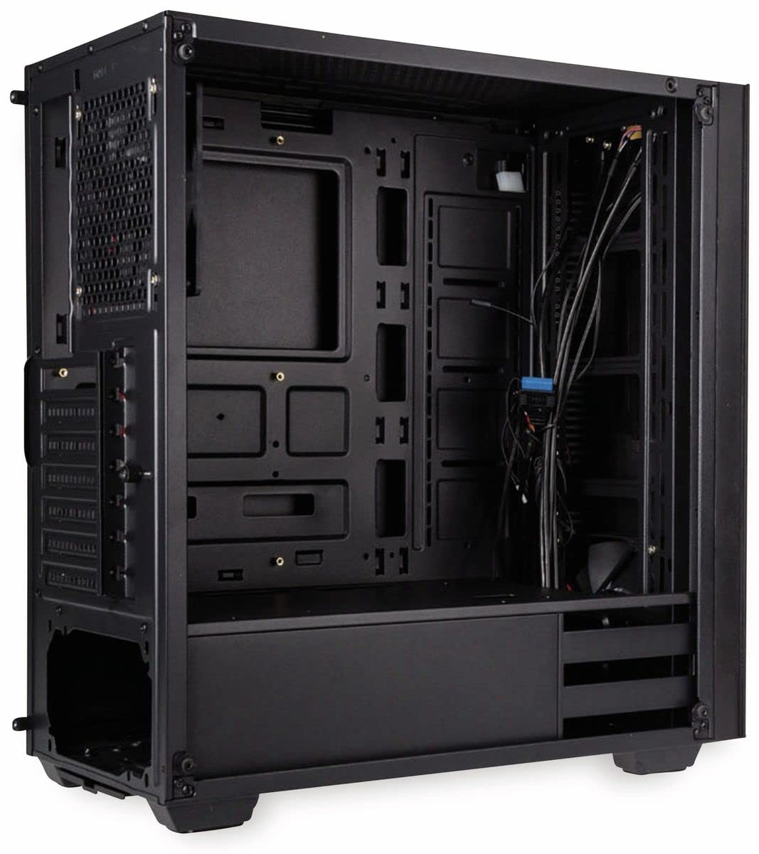 Kolink Stronghold Midi-Tower Mini-ITX bis E-ATX, PC Hülle mit Seitenfenster, Tempered Glass Computergehäuse, PC Case Computer Gehäuse mit lüfter, Schwarz