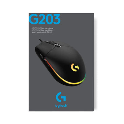 Logitech G203 Gaming-Maus mit anpassbarer LIGHTSYNC RGB-Beleuchtung, 6 programmierbare Tasten, spieletauglicher Sensor, Abtastung mit 8.000 DPI, Geringes Gewicht - Schwarz