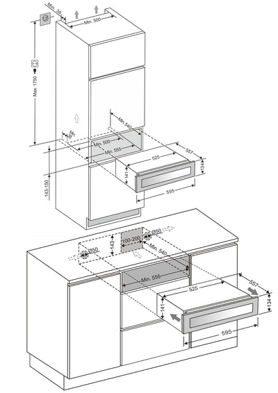 Amica WK 341 400 S Einbau-Weintemperierschublade, Energieeffizienzklasse G, Anzahl Bordeauxflaschen (0,75 l): 5