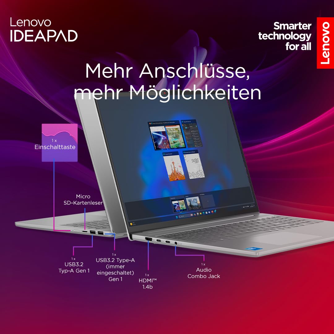 Lenovo IdeaPad Slim 5i Laptop | 14" OLED WUXGA Display | Intel Core i7-13620H | 16GB RAM | 512GB SSD | Intel UHD Grafik | Windows 11 Home | QWERTZ | Luna Grau | 3 Monate Premium Care