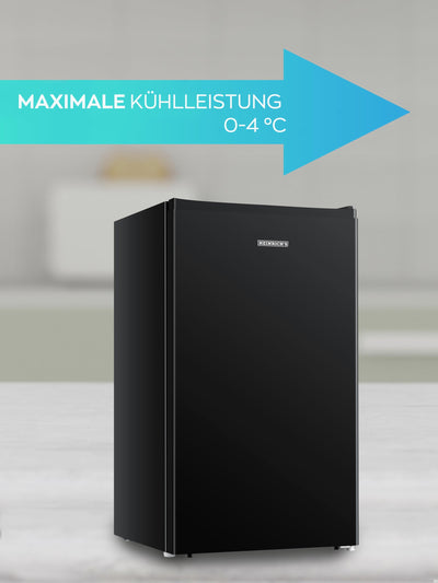 Heinrich´s Getränkekühlschrank 94L klein kompakt leise: 36db Mini-Bar; Tisch-Kühlschrank mit 7 Temperaturstufen, Mini Kühlschrank freistehend, perfekt geeignet für Büro Camping Garten Outdoor,schwarz